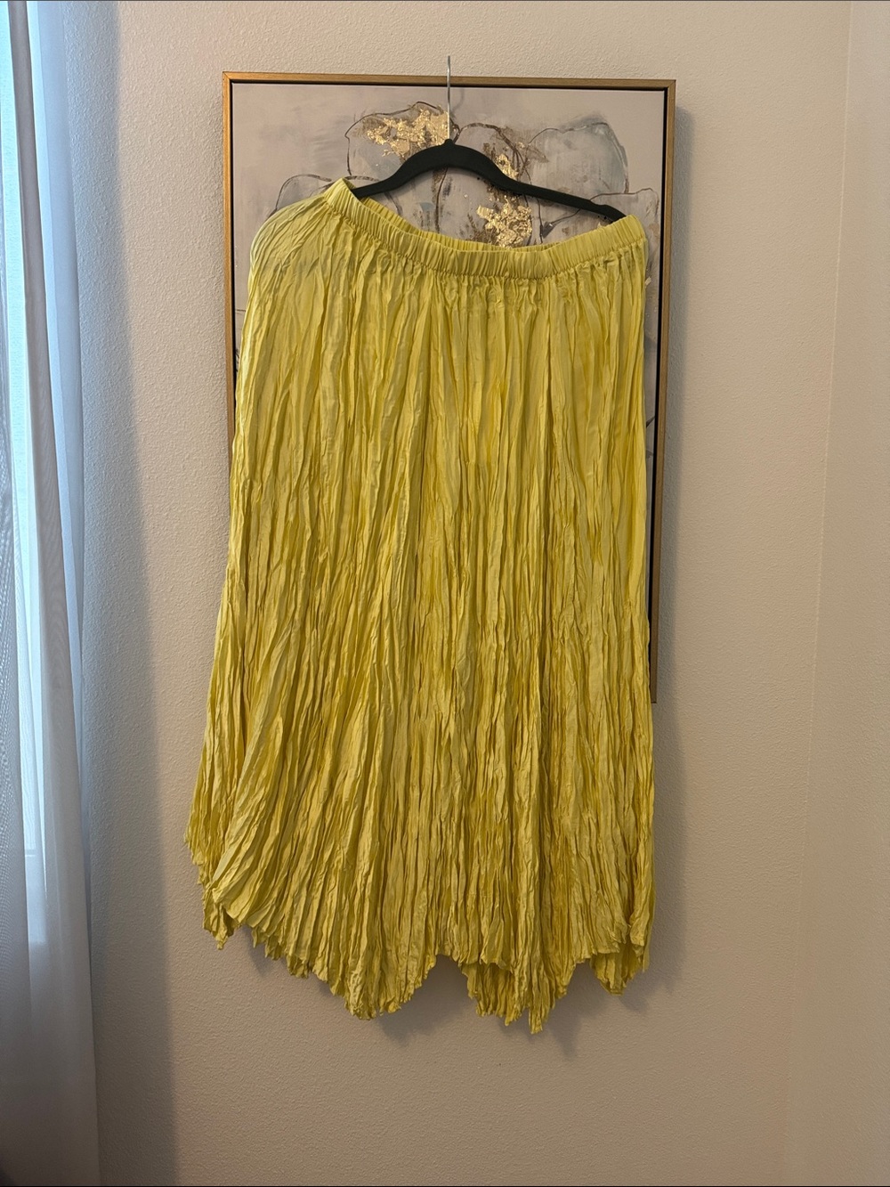 Zara Lemon Crinkle Maxi Skirt